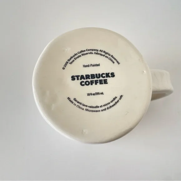 Starbucks GROW Coffee Mug Cup Green Interior 10oz Hand Painted Collectible 2008 - Picture 4 of 7